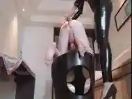 Ass toyed slave milked by his mistress BDSM fetish porn