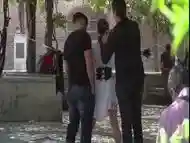 BDSM slave disgrace their slave and fuck her in public