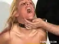 Blonde slave is degraded and humiliated in bizarre BDSM session