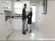 Blonde teen bitch gets roughly disciplined in her own kitchen