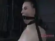 Caged up babe gets her fuck hole tortured hard BDSM