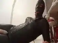 Dirty gimp freak has an orgasm while tied up BDSM