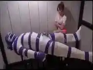 Enduring mummification only his cock is left for teasing BDSM