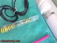 Girl Peehole Playing Urethral Insertion with Endoscope Camera