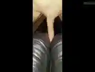 Nasty slut cock teases her slave with rubber boots BDSM