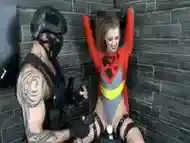 Slim superheroine Elena tied up and fucked by master BDSM