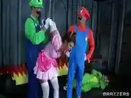 Slutty Brooklyn Chase gets dominated by Luigi and Mario BDSM