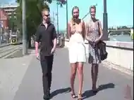 Slutty bitch disgraced and humiliated in public by BDSM master