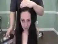 Sluty tattooed girl cuts of her hair for BDSM and fetish