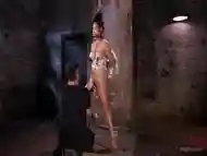 Submissive naked Asian enjoys BDSM and being tortured and tied