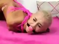 Amateur blonde tattooed babe toying her big cunt