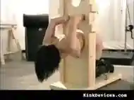 Helpless brunette bounded slave