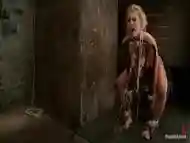 Blonde Gives Head While Having A Metal Hook In Her Ass