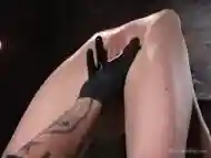 Finger Fucked In A Hard Metal Bondage