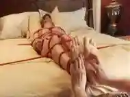 Tied Up Gay Getting His Dick Rubbed And His Feet Tickled