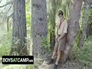 Boys At Camp - Kinky Wanderer Caught Masturbating On the Hillside Taught A Lesson By Troop Master