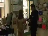 Asian slave disgraced in lingerie shop