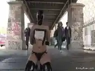 Blonde Slut With Gimp Mask In Public