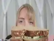 Bound &amp; Gagged: Starving Sandwich Eating (fetish