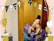 Cuckold Returns Home To Surprise His Wife On Her Birthday - He Gets The Surprise When He Sees Her With Her Lover Fucking Hard