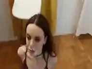 Cute Submissive Brunette Get Rough Facefuck