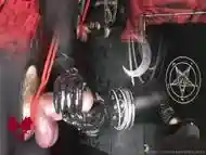 Femdom Bondage Handjob In Latex Gloves. Huge Cumshot For The Occult Mistress