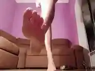 Foot Fetish Caressing A Member With Legs From A Sexy Blonde