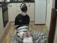 Footballer bound and gagged tight in duct tape 3