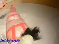 Plastic Mummification Gasmaked Girl ( Safe Bdsm !!!)