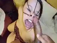 She Loves The Cock And Balls On Her Bondage Face