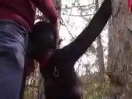 Tied To A Tree On A Sexy Outfit Masked And Outdoor Deepthroat With No Mercy