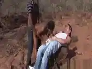 African MILF rough fucked outdoors