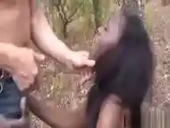 African slave enjoys blowing long white dong