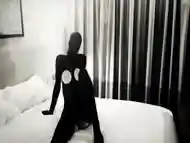 BALACLAVA BITCHES Bodystocking Babe Orgasms from Wand and Dildo Fuck