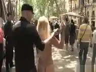 Busty Spanish public walked in underwear