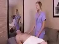 Cute Massage Therapist Sits On Jerks Face