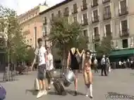 Tied Busty Brunette Disgraced In Public