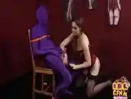 Amateur CFNM femdom sucks and wanks BDSM guy till cumshot