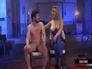 Demanding mistress whips unlucky male before ass fucking