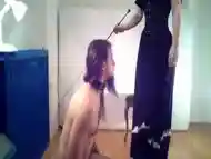 Dominatrix trains her slave for the first time