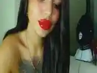 Femdom sucking finger big red lips