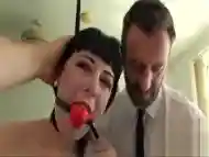 Gagged Sexy Cleo masturbates with Pascals helping hands