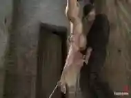 Huge Tits Bound And Clamped, Pussy Impaled &amp; A Vib Locked On Her Clit. Skull Fucked &amp; Made To Cum - HogTied