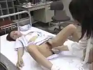 Japanese nurse tied to bed and licked