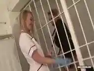 Kinky blonde babe got gagged and tied up in the prison, just to have some fun