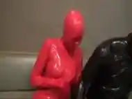 Latex Couple sex in bar