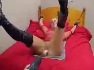 blonde slag restrained and fucked with machine