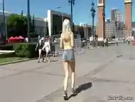 Bare Small Tits Blonde Running In Public