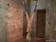 Blonde In Upside Down Suspension Punched