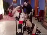 Master Fucks Two Slaves In Bondage